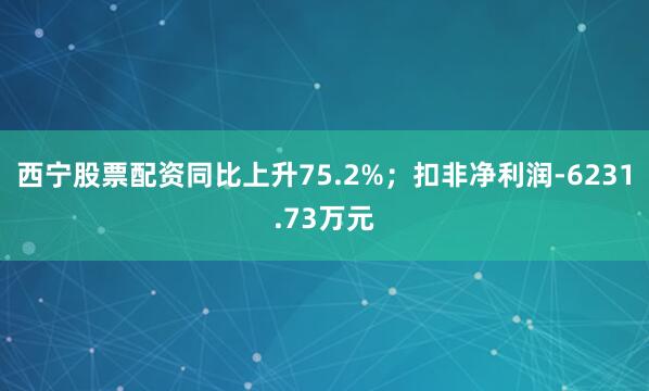西宁股票配资同比上升75.2%；扣非净利润-6231.73万元