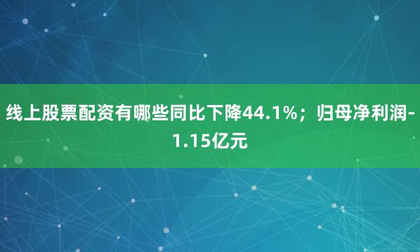 线上股票配资有哪些同比下降44.1%；归母净利润-1.15亿元